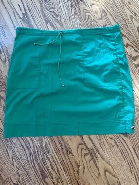 Green Drawstring Mini Skirt with Front Pockets